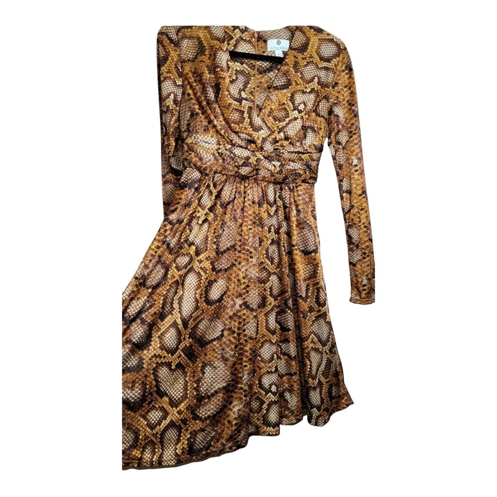 NWT Altuzarra Women's Size 6 Dress Animal Print Brown Long Sleeve - Picture 3 of 5